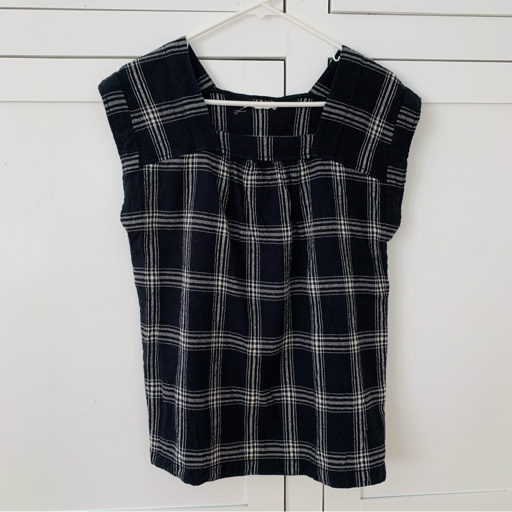 Eliot Black/White Window Pane Wool Blend Square Top Size Small